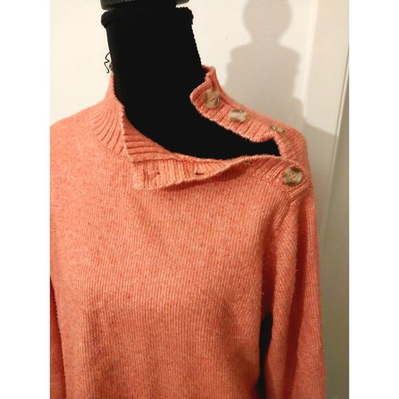 St. John’s Bay Coral Sweater XXL Button Shoulder Mock Neck Soft Knit Pullover - Picture 2 of 9